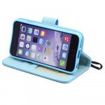 Wholesale iPhone 6 Plus 5.5 Quilted Flip PU Leather Wallet Case with Strap (Blue)